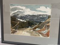 Framed watercolour landscape full view