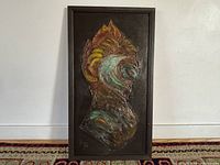 Full view of abstract oil painting in frame