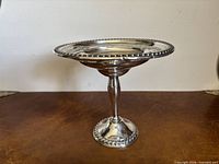 Full view of sterling pedestal dish on tabletop