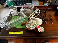 Group shot showing all bakeware and utensils