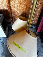 Brass table lamp bases with fabric shades