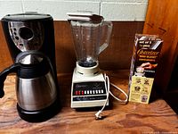Coffee maker, blender base with jar, boxed mini-blend containers