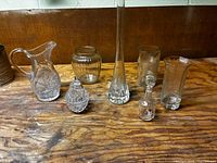 Group shot of all seven glass and crystal items