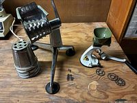 SaladMaster food cutter, stack of four additional cone drums, Spong grinder