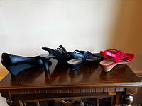 All four pairs lined on table showing colors and styles