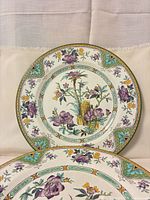 Front view of Nankin dinner plate showing floral design