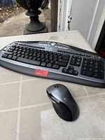 Keyboard and mouse full view on tabletop