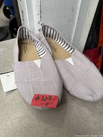 Light lavender plaid canvas slip-on shoes size 10 with tag