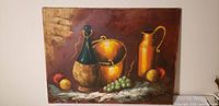 Full view of unframed still life oil painting on canvas