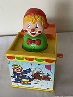 Clown figure popped up from yellow box showing front circus graphic