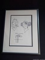 Framed sketch showing full artwork, mat and frame