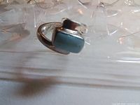 Bypass sterling ring with blue rectangular stone side view