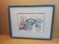 Full view of framed watercolour painting