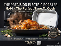 Roaster base with chicken and vegetables illustrating capacity