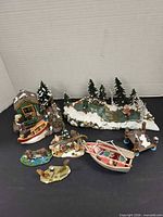 Group shot showing all seven Department 56 pieces