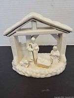 Front view showing full nativity scene and stable