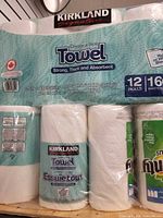 Front packaging showing Kirkland Signature Create-a-Size Towel branding and roll count