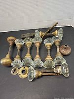 Group shot of all doorknob sets, latch and plates