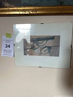 Front view of framed abstract print showing glass clip frame and artwork