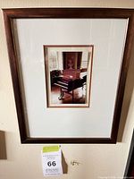 Framed photo print of piano, matted and framed
