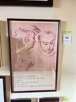 Full view of framed poster showing artwork and production text