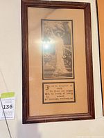 Full view of framed print showing Victorian woman, mat and frame