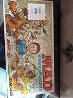 Top view of boxed MAD Magazine board game showing artwork, logo and light wear
