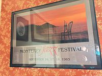 Full view of framed Monterey Jazz Festival 1983 poster on wall