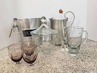 Group view of all glass and metal items