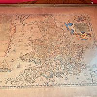 framed Christopher Saxton map of England & Wales