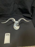Front view of Steuben clear crystal bird sculpture