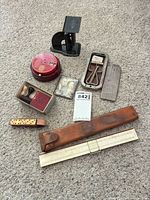 Group shot of all pocket items arranged on carpet