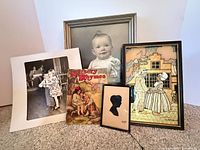 Entire lot showing all framed pieces and book