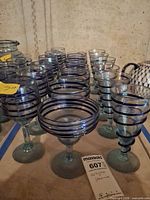 Group of blue spiral stemware