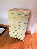 Front view of 4-drawer painted chest