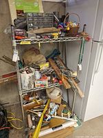Full view of wire shelving rack with contents (contents excluded)