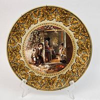 Full view of Prattware plate showing border and central scene
