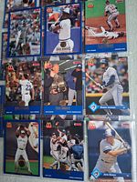 Fronts of nine cards showing players and highlights