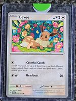 Front view of Eevee card in top-loader