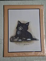 Front view of signed Gary Patterson kitten print, shrink-wrapped