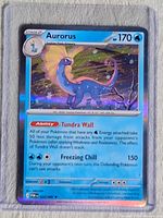 Front view of Aurorus 024/088 holographic card in sleeve and top-loader