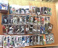 Stack and spread of assorted MLB base cards
