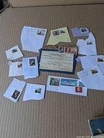 Group of envelope pieces with various cancelled stamps including Canadian and US issues