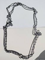 Full view of layered gunmetal necklace