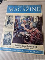 Front cover of Star Weekly Magazine showing articles and date