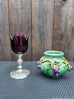 Goblet and vase front view showing shapes and colors