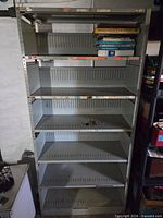 Front view of full shelving unit showing seven shelves