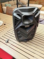 Front view of black Sylvania portable Bluetooth speaker/PA