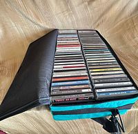 Open Discwasher binder showing multiple rows of CDs