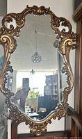 Full view of ornate gold gilded mirror